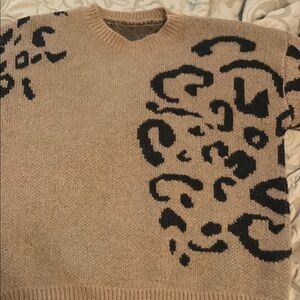 Leopard Print Sweater in Tan and Black